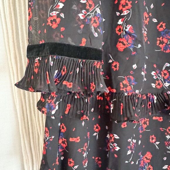 Lulus Black Floral Long Sleeve Mini Dress – NWT Size L | Special Occasion - Picture 3 of 4